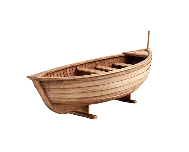 beautyfull wooden boat on a white background