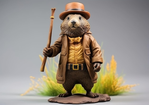 Beaver Character craft met geïsoleerde studio achtergrond