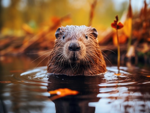 Beaver in its Natural Habitat Wildlife Photography Generative AI