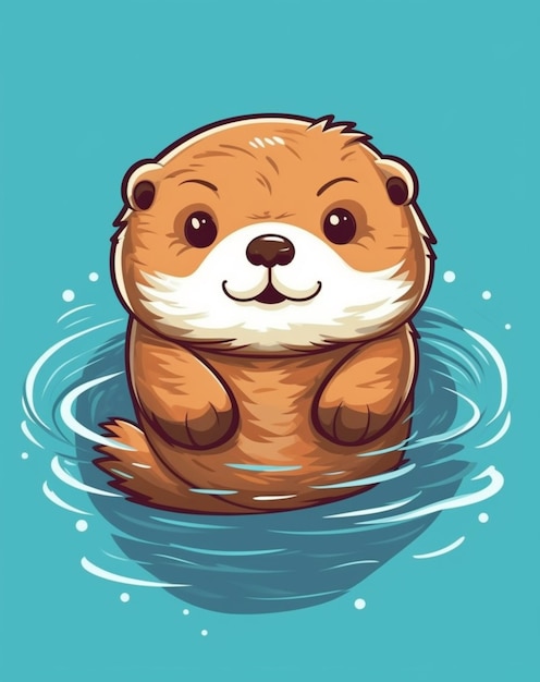 A beaver swimming in a pool