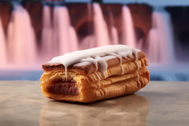 A beaver tail pastry decorated to resemble Niagara