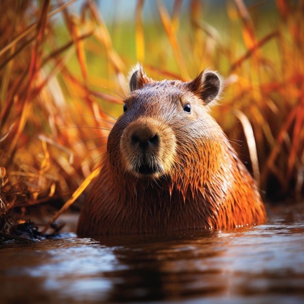 Foto il castoro nell'acqua