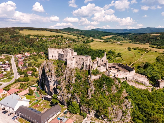 Beckov Castle in the village of Beckov in Slovakia Europe Summer day