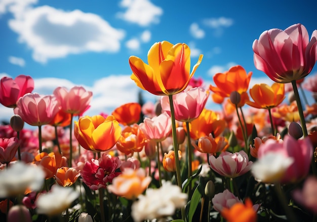 Клетка цветущих тюльпанов Цветы и растения весной