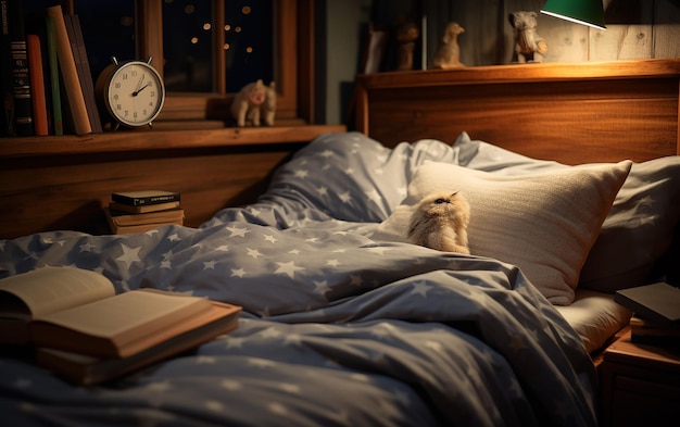 Bed in a cozy bedroom