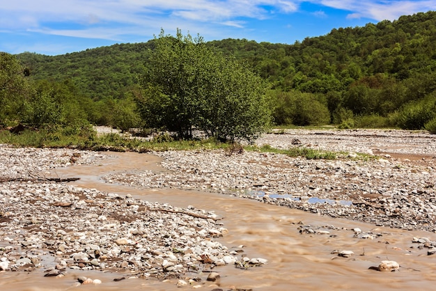 Bed of a fast mountain river