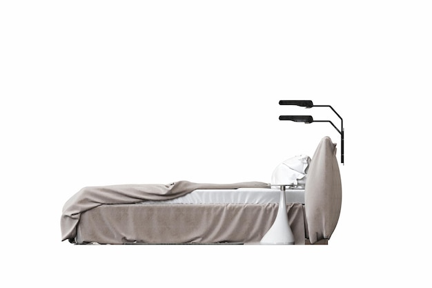 bed geïsoleerd op witte achtergrond interieur meubelen 3D illustratie cg renderen