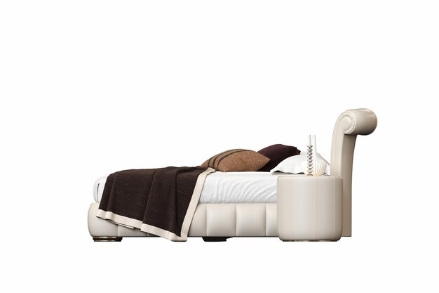 bed isolated on white background interior furniture 3D illustration cg render
