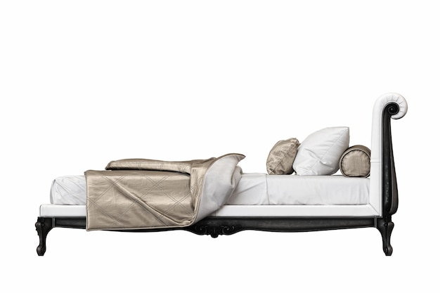 bed isolated on white background interior furniture 3D illustration cg render