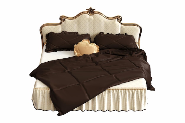 bed isolated on white background interior furniture 3D illustration cg render