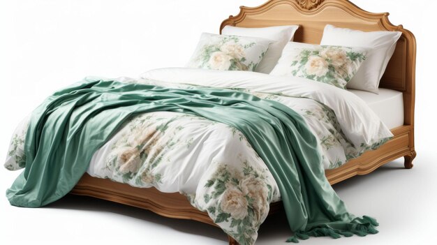 Bed met groene deken