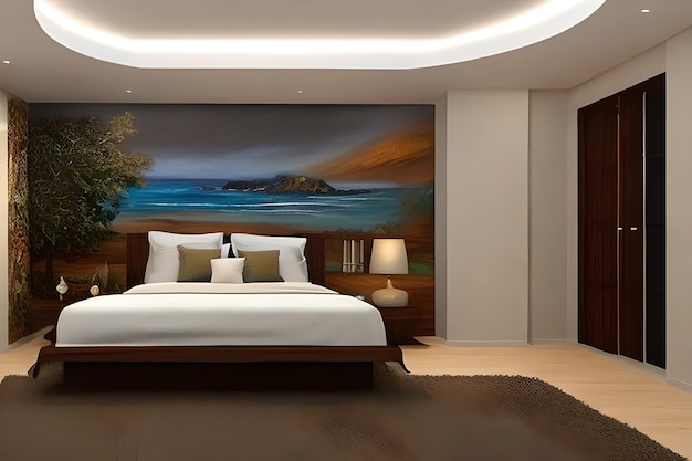 Bed room for a newly couple married paintings on wall above bed artistic walls