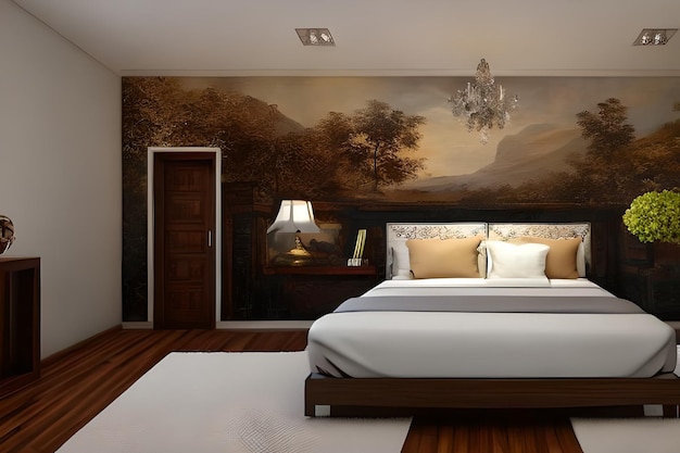 Bed room for a newly couple married paintings on wall above bed artistic walls