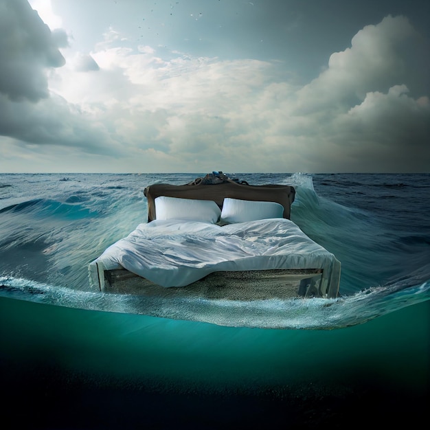 Bed in the sea sleeping in the ocean