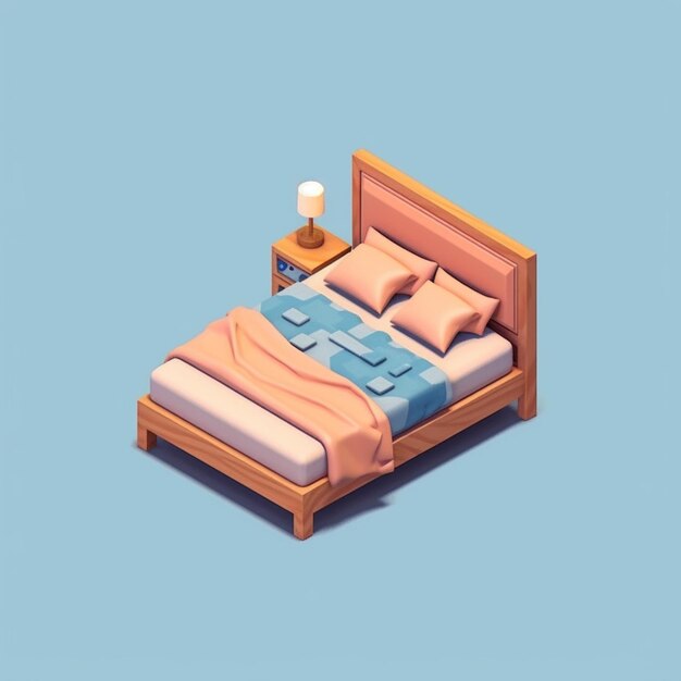 A bed style and style isometric icon in the style of fake 3d