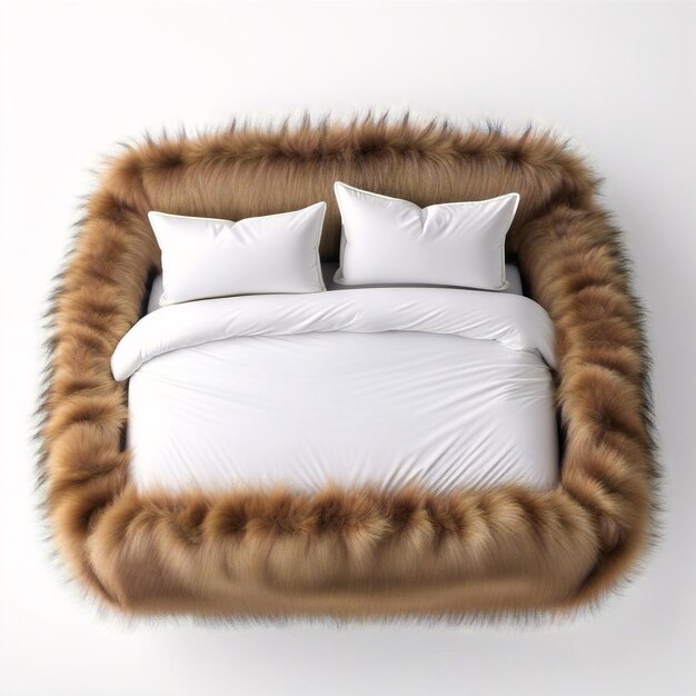 a bed with a fur on it