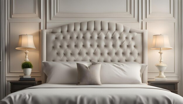 Photo a bed with white pillows and a white headboard