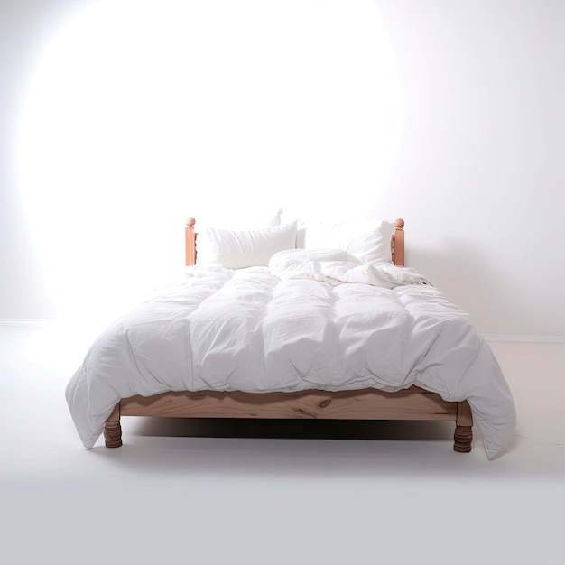 A bed with white sheets