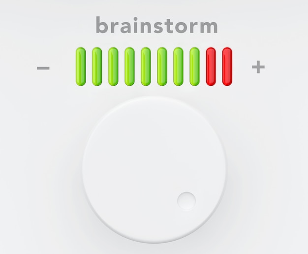 Foto bedieningsknop met brainstorm progress scale extreme close-up