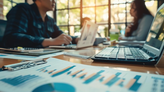 Foto bedrijfsadviseur bijeenkomst om de situatie over het financieel verslag te analyseren en te bespreken in de vergaderzaal investeringsadviseur financiële adviseur financiënadviseur en boekhoudconcept