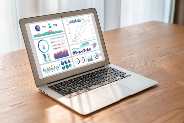 Foto bedrijfsgegevensdashboard biedt moderne analyse van bedrijfsinformatie