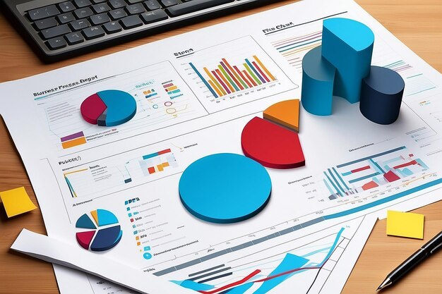 Bedrijfsgrafiek papier illustratie bedrijfspresentatie taart stoel diagram verslag info