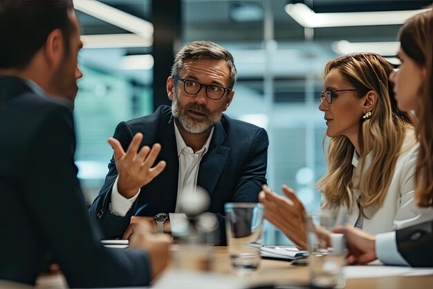 Bedrijfsleiders die strategieën opstellen in een moderne vergaderzaal