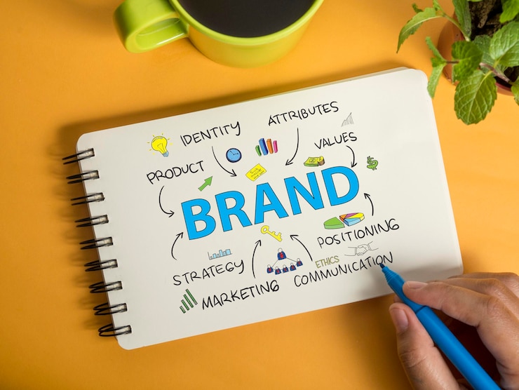 Foto bedrijfsmerkmarketing woorden typografie concept