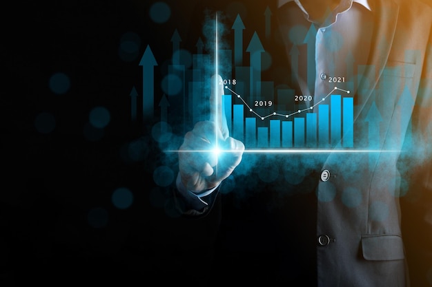 Bedrijfsontwikkeling financieel plan en strategie Analyse financiën grafiek en marktgrafiek investeringen Digitale economie uitwisselingOntwikkeling en groeiend groeiplanBeursinvesteringenbankieren