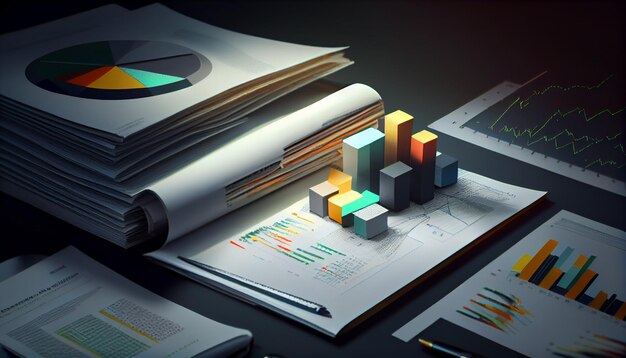Bedrijfsrapport Grafieken en grafieken Bedrijfsverslagen concept ai gegenereerde afbeelding