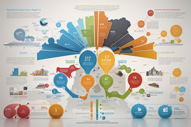 Foto bedrijfsstrategie infographic set met proces- en voortgangssymbolen