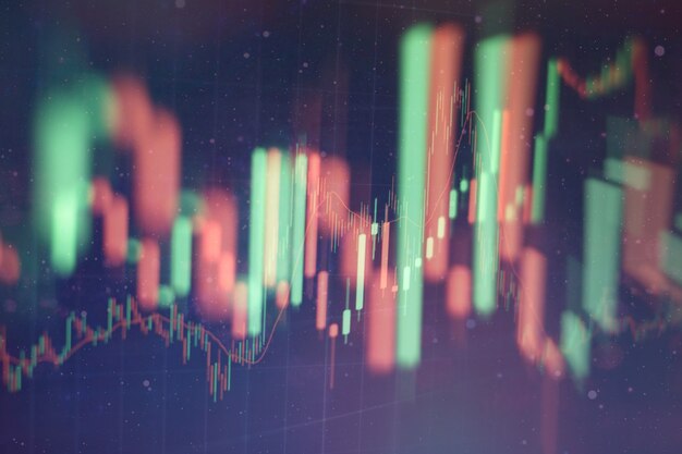 Bedrijfssucces en groeiconcept. Stock market business graph-grafiek op digitaal scherm. Forexmarkt, goudmarkt en ruwe oliemarkt.