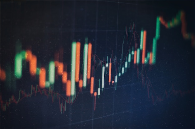 Bedrijfssucces en groeiconcept. Stock market business graph-grafiek op digitaal scherm. Forexmarkt, goudmarkt en ruwe oliemarkt.