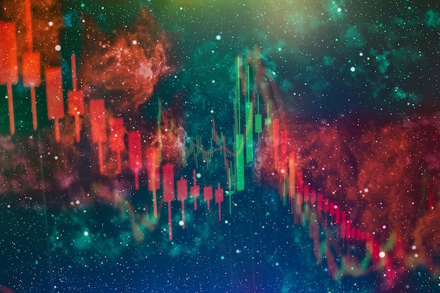 Bedrijfssucces en groeiconcept. Stock market business graph-grafiek op digitaal scherm. Forexmarkt, goudmarkt en ruwe oliemarkt.