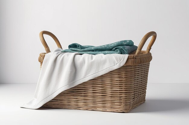 Photo bedroom blanket basket mockup