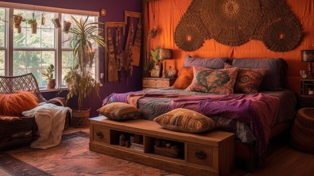 Photo bedroom decor home interior design bohemian eclectic style