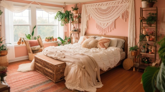 Фото Декор спальни, дизайн интерьера дома, бохо шик, ретро стиль
