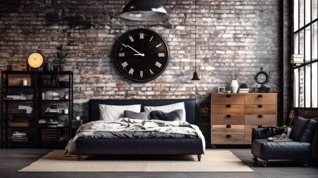 Premium Photo | Bedroom decor home interior design industrial ...