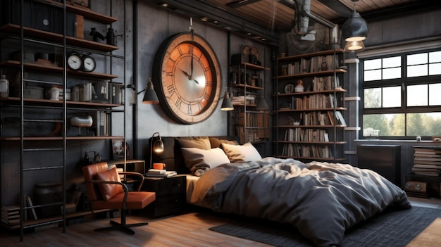 Arredamento camera da letto home interior design stile vintage industriale