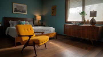 Premium Photo | Bedroom decor home interior design midcentury ...