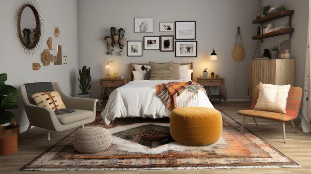 Photo bedroom decor home interior design modern bohemian style