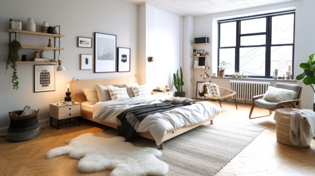 Premium Photo | Bedroom decor home interior design scandinavian ...