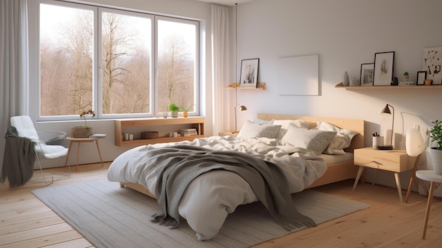 Bedroom decor home interior design Scandinavian Minimalist style