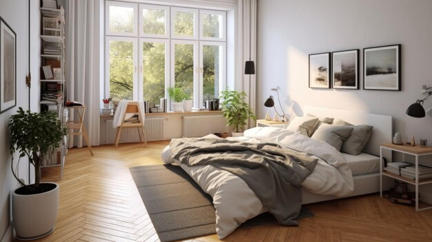 Bedroom decor home interior design Scandinavian Minimalist style