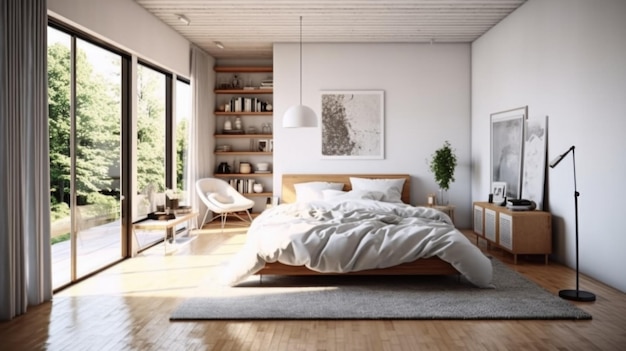 Bedroom decor home interior design Scandinavian Minimalist style