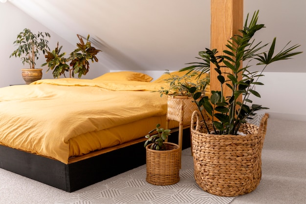 Photo bedroom design with plants