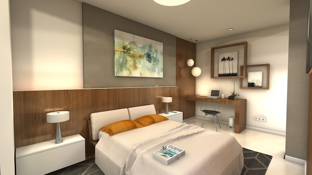 BEDROOM FOR ELEGANT HOTEL .