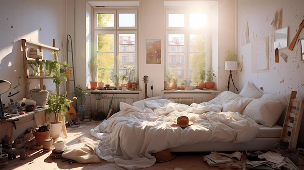 Спальня, полная солнечного света