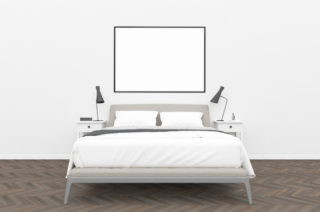 Foto camera da letto - cornice orizzontale mockup