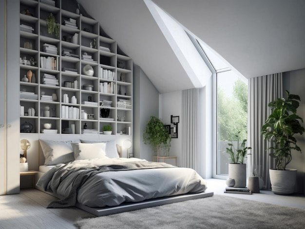 사진 미니멀한 스타일을 특징으로 하는 침실 인테리어 건축